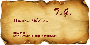Thomka Géza névjegykártya